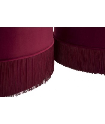 Lot de 2 tabourets rembourrés avec tissu et rangements Lines Velvet Bordeaux, Ø71xH40 cm / Ø55xH33 cm de France