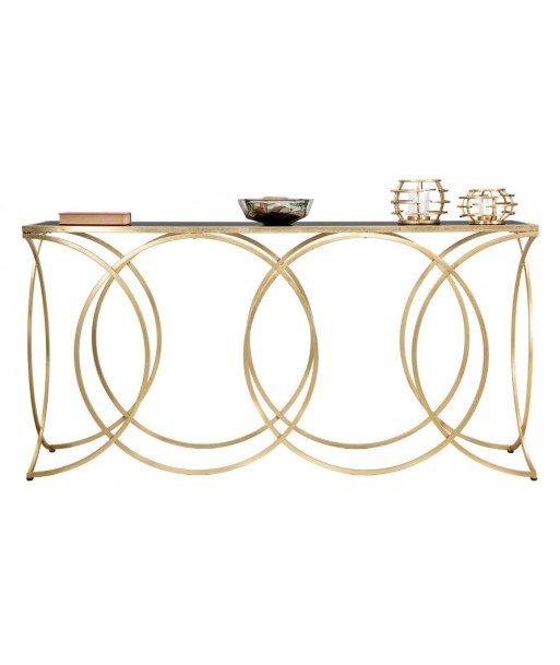 Console métal et verre Infinity Noir / Or, l160xA40xH79 cm 50-70% off 