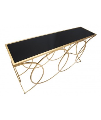 Console métal et verre Infinity Noir / Or, l160xA40xH79 cm 50-70% off 