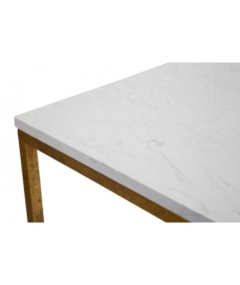 Table basse en métal et verre Double Marble Blanc/Or, L47xl47xH60 cm france