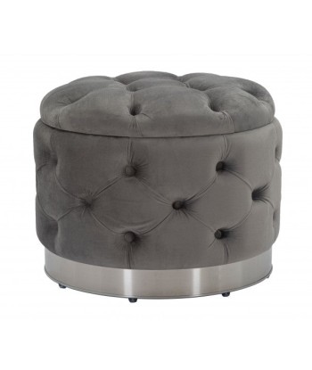 Tabouret rembourré avec tissu et espace de rangement Rich Velvet Gris, Ø55xH42 cm JUSQU'A -70%! 