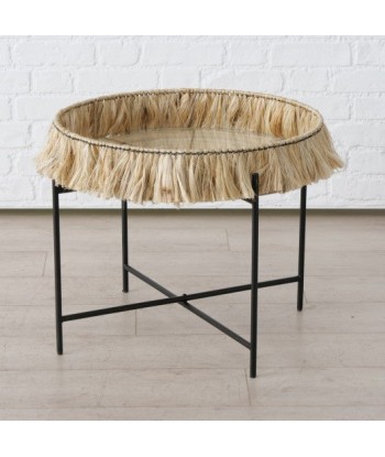 Set de 3 tables basses en verre, bambou et métal Banjar Noir / Naturel, Ø57xH48 / Ø47xH54 / Ø33xH65 cm des créatures d'habitude