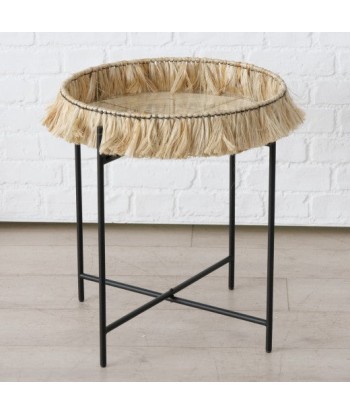 Set de 3 tables basses en verre, bambou et métal Banjar Noir / Naturel, Ø57xH48 / Ø47xH54 / Ø33xH65 cm des créatures d'habitude