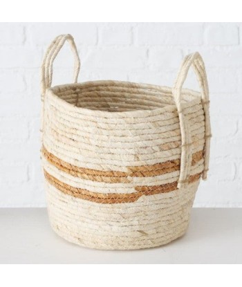 Set de 3 paniers de rangement, en feuilles de maïs Marly Natural, Ø31xH35 cm / Ø26xH30 cm / Ø21xH27 cm soldes