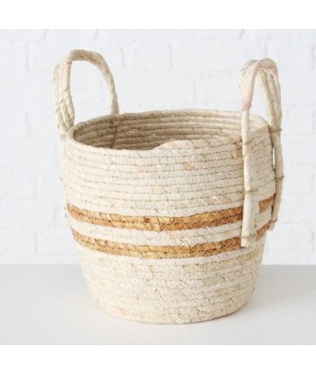 Set de 3 paniers de rangement, en feuilles de maïs Marly Natural, Ø31xH35 cm / Ø26xH30 cm / Ø21xH27 cm soldes