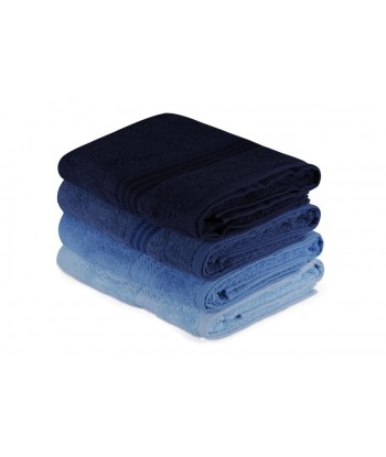 Lot de 4 serviettes de bain en coton, Rainbow Bleu / Navy, 70 x 140 cm pas cher