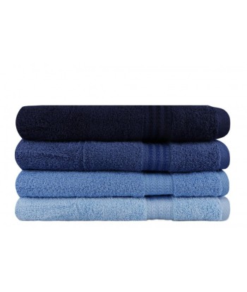 Lot de 4 serviettes de bain en coton, Rainbow Bleu / Navy, 70 x 140 cm pas cher