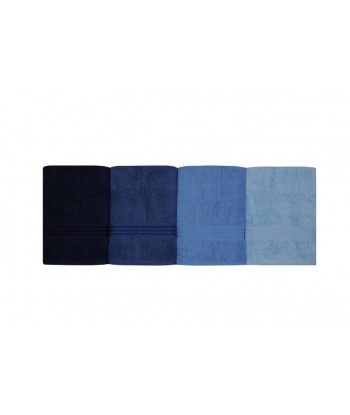 Lot de 4 serviettes de bain en coton, Rainbow Bleu / Navy, 70 x 140 cm pas cher