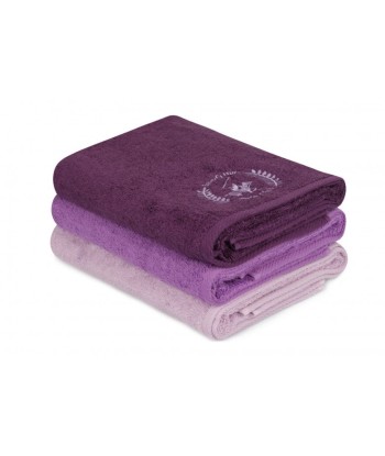 Lot de 3 serviettes de bain en coton, Beverly Hills Polo Club 402 Lilas / Violet / Violet, 70 x 140 cm sur le site 