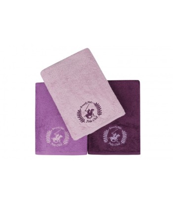 Lot de 3 serviettes de bain en coton, Beverly Hills Polo Club 402 Lilas / Violet / Violet, 70 x 140 cm sur le site 