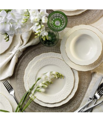 Service de vaisselle en porcelaine, Berni Dinner Blanc / Or, 24 pièces en ligne