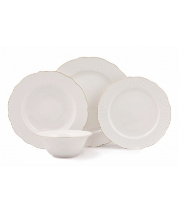 Service de vaisselle en porcelaine, Blanc / Or Bainy Dinner, 24 pièces sélection de produits