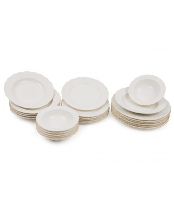 Service de vaisselle en porcelaine, Berni Dinner Blanc / Or, 24 pièces en ligne