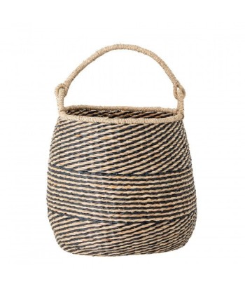 Panier de rangement en jonc de mer, Cherstin Naturel / Noir, Ø38xH35 cm pas cher chine