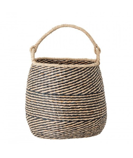 Panier de rangement en jonc de mer, Cherstin Naturel / Noir, Ø38xH35 cm pas cher chine