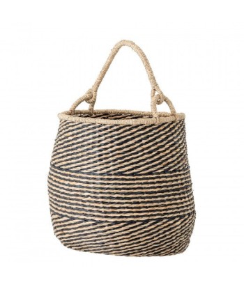 Panier de rangement en jonc de mer, Cherstin Naturel / Noir, Ø38xH35 cm pas cher chine