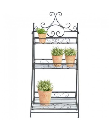 Étagère pliante pour pots de jardin / terrasse, métal, Stair Noir, L55,2xl45,5xH114,2 cm pas cher 