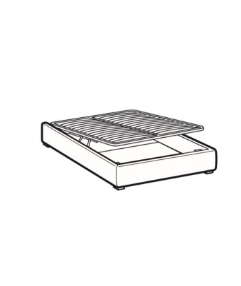 Lit avec matelas pliable et coffre de rangement, recouvert de tissu, Java Gris, 200 x 160 cm 50-70% off 