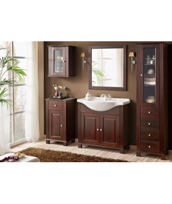 Meuble de salle de bain haut avec vitrine et 4 tiroirs, Retro, l46xA35xH180 cm Comparez et commandez 