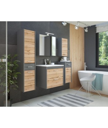 Meuble de salle de bain haut avec 2 portes et 1 tiroir, Ibiza Anthracite, l30xA33xH135 cm pour bénéficier 