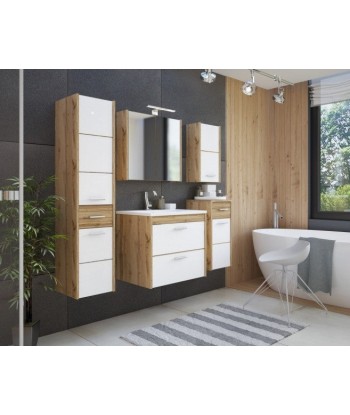 Meuble de salle de bain haut avec 2 portes et 1 tiroir, Ibiza Blanc, l30xA33xH135 cm acheter