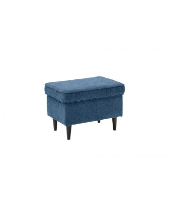 Tabouret rembourré avec tissu et pieds en bois, Oskard Bleu, l63xA42xH43 cm en stock