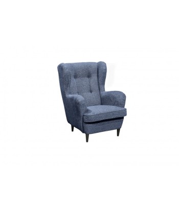 Fauteuil fixe rembourré avec tissu et pieds en bois, Oskard Bleu, l78xA98xH102 cm shop