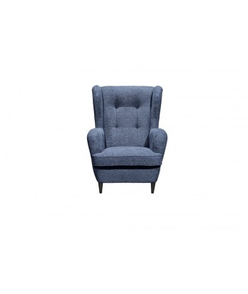 Fauteuil fixe rembourré avec tissu et pieds en bois, Oskard Bleu, l78xA98xH102 cm shop