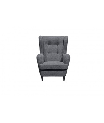 Fauteuil fixe rembourré avec tissu et pieds en bois, Oskard Gris Foncé, l78xA98xH102 cm livraison gratuite