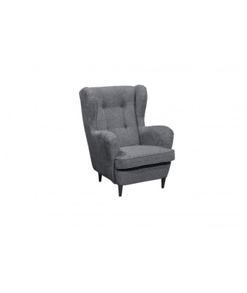 Fauteuil fixe rembourré avec tissu et pieds en bois, Oskard Gris Foncé, l78xA98xH102 cm livraison gratuite