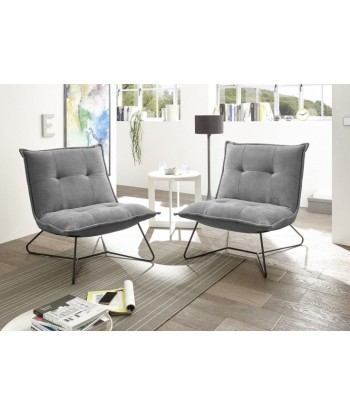 Fauteuil fixe tapissé de tissu et pieds en métal, Dark Gris Victorio, l69xA86xH76 cm basket pas cher