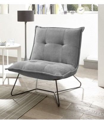 Fauteuil fixe tapissé de tissu et pieds en métal, Victorio Bleu, l69xA86xH76 cm store