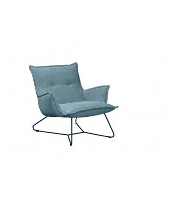 Fauteuil fixe tapissé de tissu et pieds en métal, Victorio 2 Bleu, l82xA86xH76 cm Jusqu'à 80% De Réduction