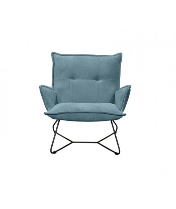 Fauteuil fixe tapissé de tissu et pieds en métal, Victorio 2 Bleu, l82xA86xH76 cm Jusqu'à 80% De Réduction