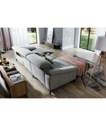 Canapé d'angle fixe avec mécanisme Relax, avec bain de soleil à gauche, recouvert de tissu, Gappa Gris, l290xA170xH84 cm outlet