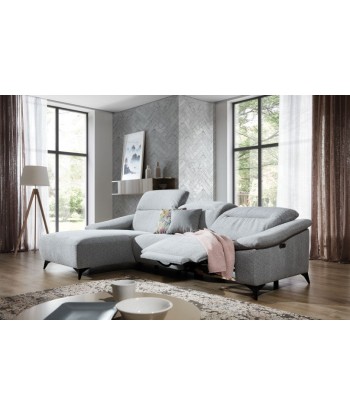 Canapé d'angle fixe avec mécanisme Relax, avec bain de soleil à gauche, recouvert de tissu, Gappa Gris, l290xA170xH84 cm outlet