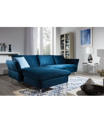 Canapé d'angle fixe avec bain de soleil à gauche, recouvert de tissu, Vino Bleu marine, l235xA165xH78 cm En savoir plus