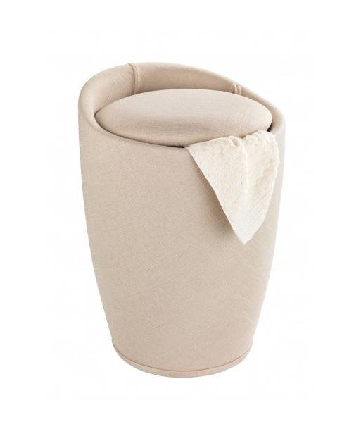 Buanderie / Tabouret en plastique, recouvert de tissu, Candy Beige, Ø36xH50,5 cm de l' environnement