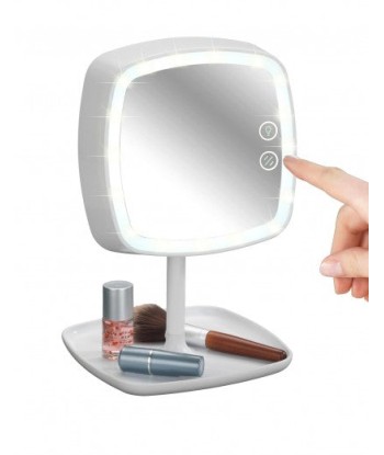 Miroir tactile avec lampe LED en plastique, câble USB, Blanc Ostia, L19xl18xH29 cm Voir les baskets