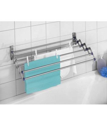 Sèche-linge extensible pour mur, cadre en métal, Télescopique Chrome, 3,3 m le des métaux précieux