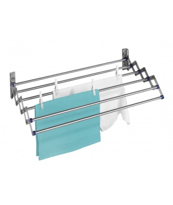 Sèche-linge extensible pour mur, cadre en métal, Télescopique Chrome, 3,3 m le des métaux précieux