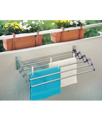 Sèche-linge extensible pour mur, cadre en métal, Télescopique Chrome, 3,3 m le des métaux précieux