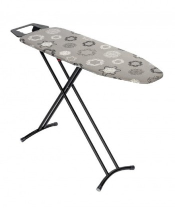 Planche à repasser avec housse en coton et cadre en métal, Classic Gris / Noir, L120xl38xH73-95 cm français