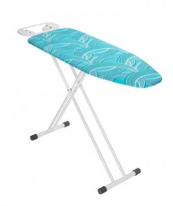 Planche à repasser avec housse en coton et cadre en métal, Advance Turquoise / Blanc, L120xl42xH73-95 cm Pour