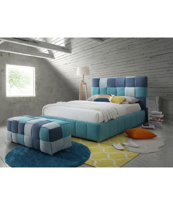 SomProduct - Lit haut de gamme recouvert de tissu, Santiago, Bleu foncé de votre