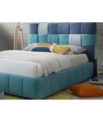 SomProduct - Lit haut de gamme recouvert de tissu, Santiago, Bleu foncé de votre