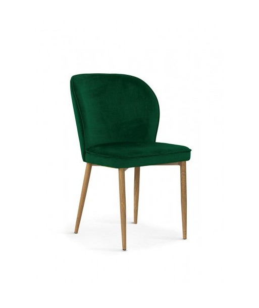 Chaise capitonnée tissu et pieds métal Aine Velours Vert / Chêne, l54xA61xH87 cm Comparez plus de prix