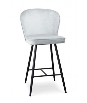 Tabouret de bar rembourré en tissu, avec pieds en métal Aine Small Argent / Noir, l50xA53xH96 cm Faites des économies