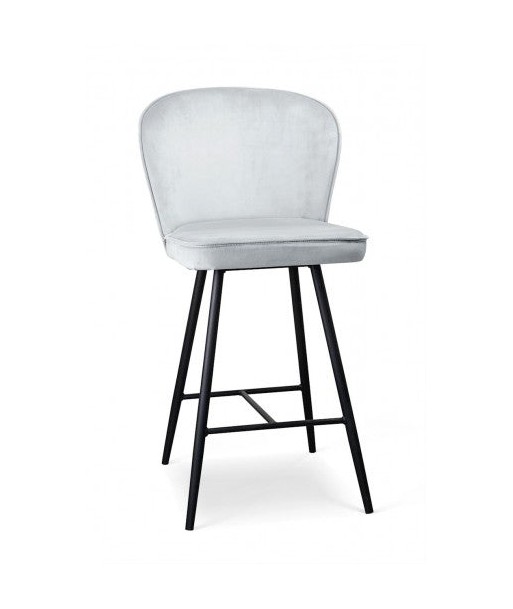 Tabouret de bar rembourré en tissu, avec pieds en métal Aine Small Argent / Noir, l50xA53xH96 cm Faites des économies