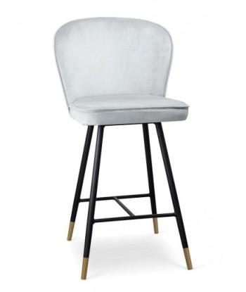 Tabouret de bar rembourré en tissu, avec pieds en métal Aine Small Argent / Noir / Or, l50xA53xH96 cm des créatures d'habitude